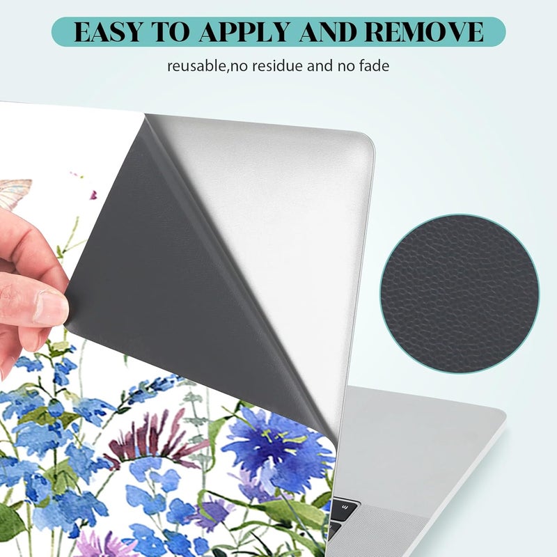 Lauspuck Laptop Skin Sticker Decal, 12" 13" 13.3" 14" 15" 15.4" 15.6 inch Universal Vinyl Notebook Skin Sticker Cover Art Protector Decal with Free 2 Wrist Pads, Beautiful Floral White - Image 5